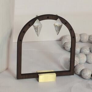 Glittery Glam Vintage 1980s Silver-Tone Diamond-Shaped Rhinestone Earrings